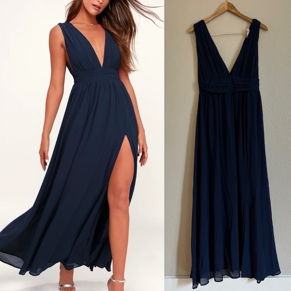 Lulus Dresses & Skirts - Heavenly Hues Navy Blue Maxi Dress Gown